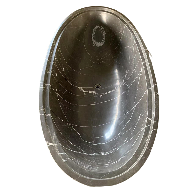 Pietra Grey Polished Oval Freestanding Custom Marble Bathtubs for Indoor Bathroom Decor