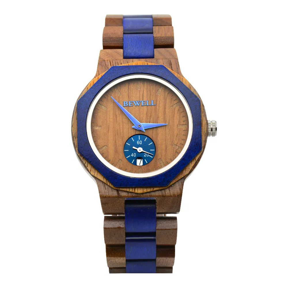 Trending Products 2021 New Arrivals Bewell Latest Design Dyed Wood Watches Colorful Timepiece Wooden Wrist Watches for Men