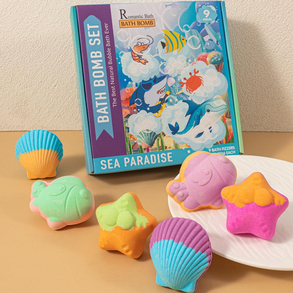 Online Wholesale and Retail Kids Sea Star Shell Fish Shaped Organic Vegan Bath Bombs Set Fizzy Essential Oil Bath Bombs Sea Salt Soap Natural Skincare Bubble