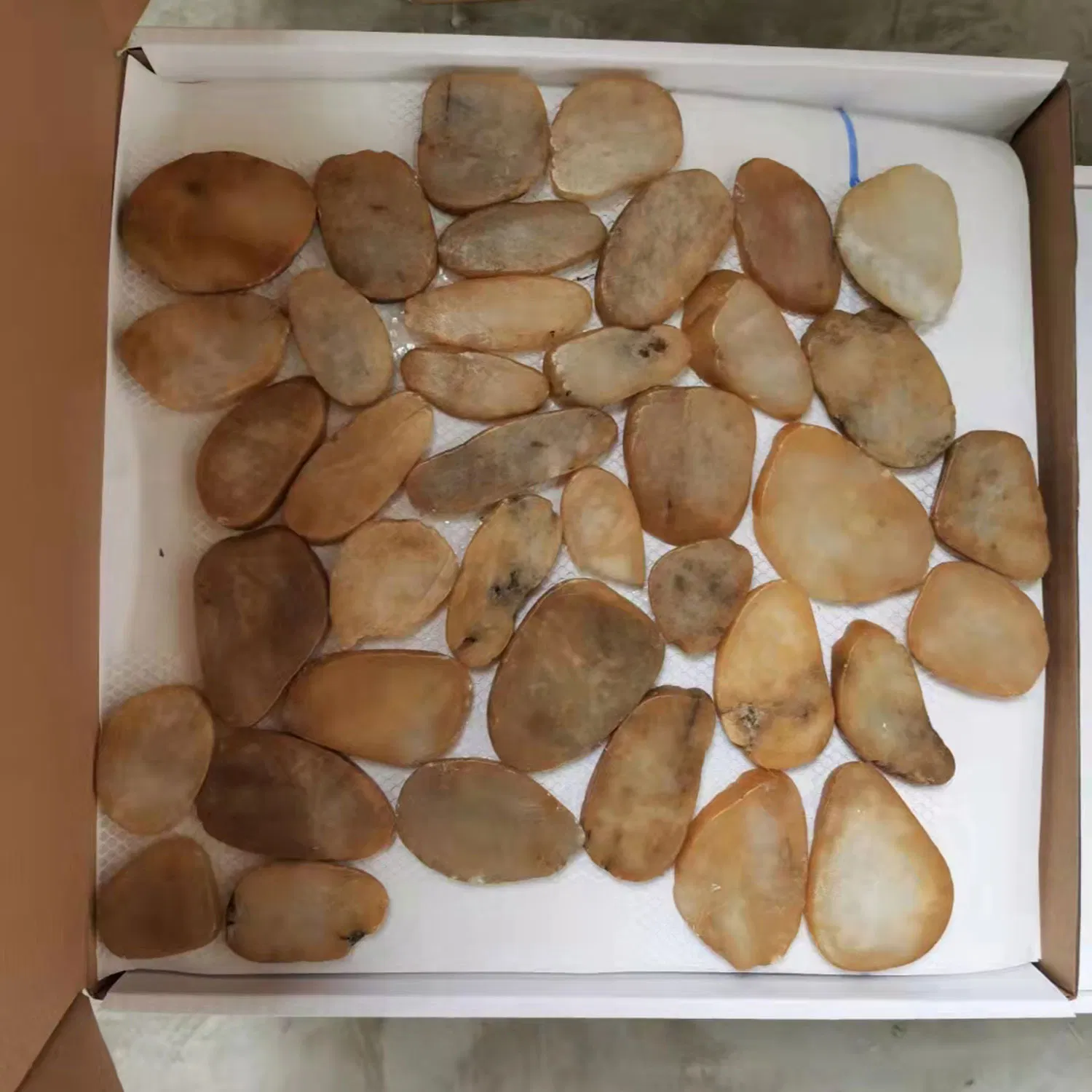 Garden Path and Bathroom Floor Decorative Sliced Pebble Stone Tile on Mesh