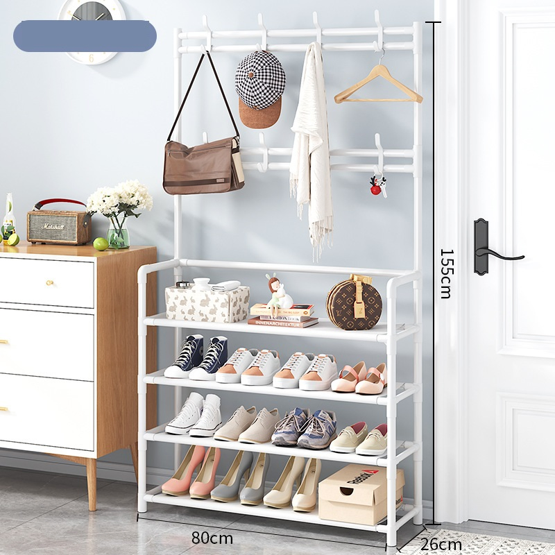 Shoe Rack Floor Standing Vertical Clothes Drying Metal Cloakroom