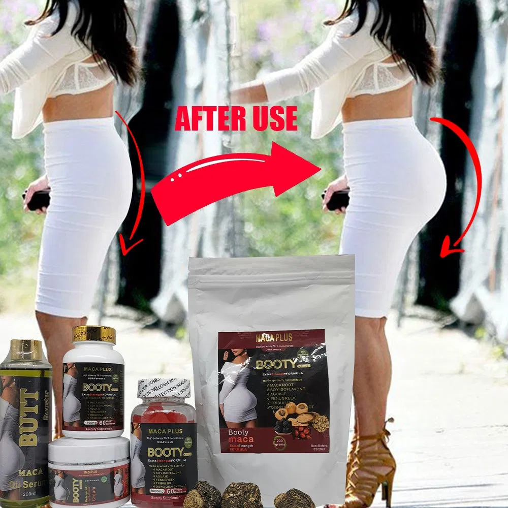 Private Label Butt Enlargement Capsule Gummy Powder Set Bigger Booty Massage Oil Cream Lift HIPS Firming Butt Curve Set