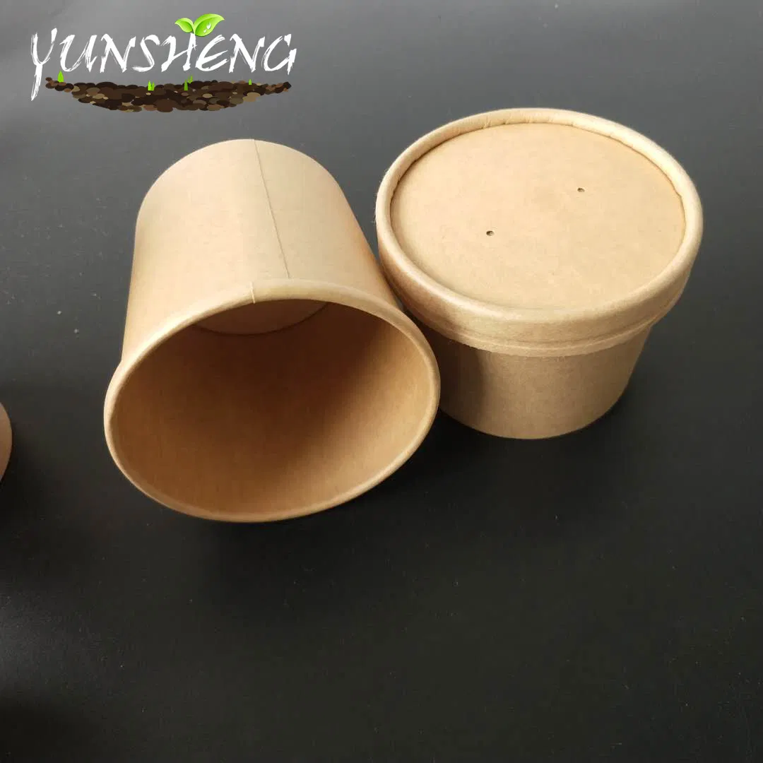 Biodegradable Compostable Brown Kraft or Light Brown Bamboo Pulp Disposable Paper Cups for Drinking or Dessert Like Ice Cream.