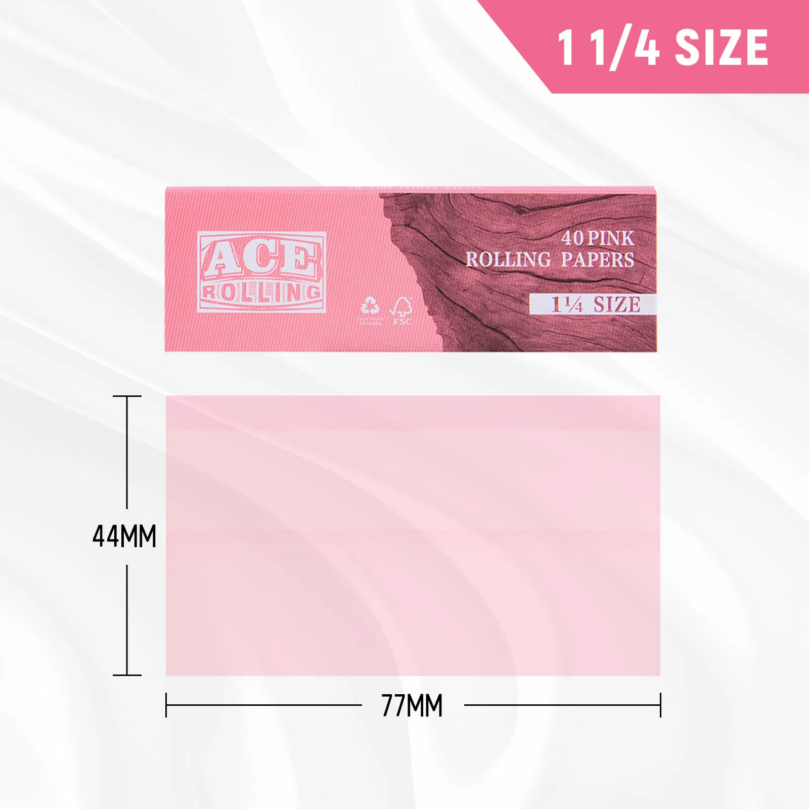 Private Label 1 1/4 Pink Medium Size Wood Smoking Rolling Paper