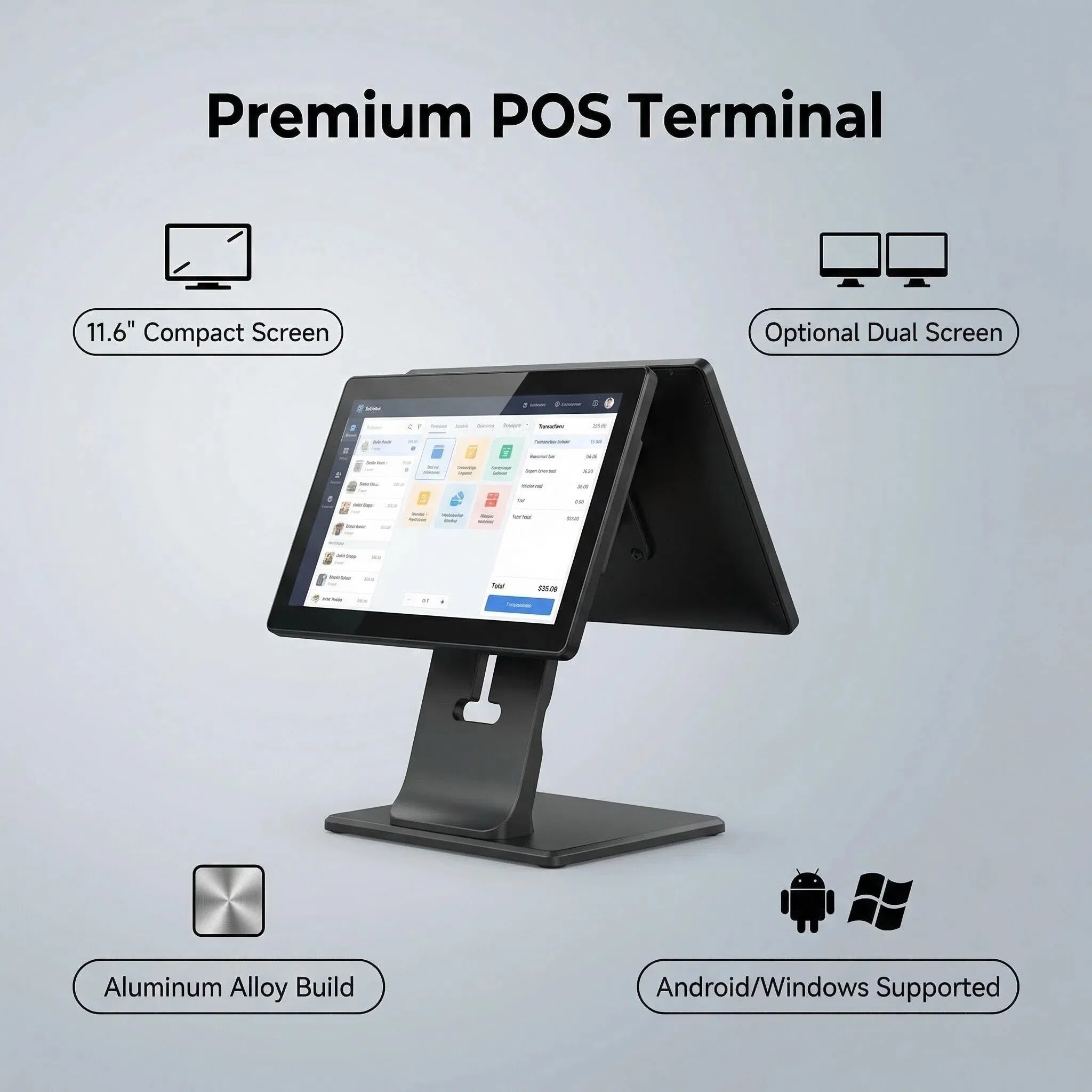11.6" Aluminum Build+Premium POS Terminal POS System for Retail Catering