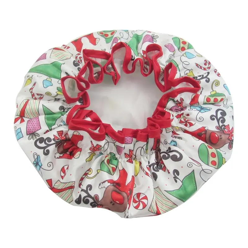 Factory Direct Adjustable Satin Shower Caps Customer Logo Available Christmas Gift Shower Cap