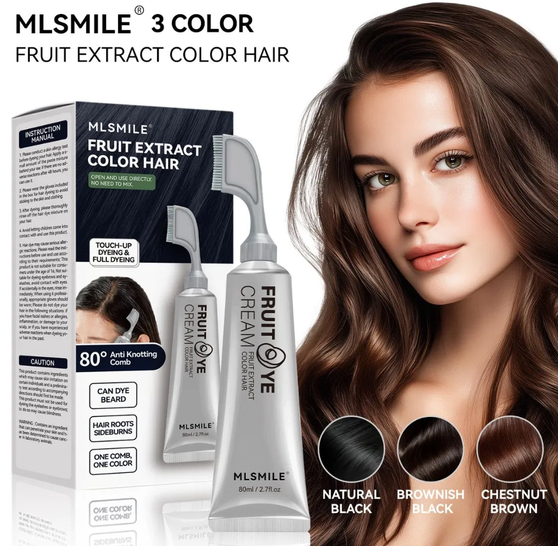 Non-Doubling Plastic Hair Cream Mild Non-Irritating Plant-Based White Hair Dye Black Fruit Comb Single Agent Hair Dye Cream