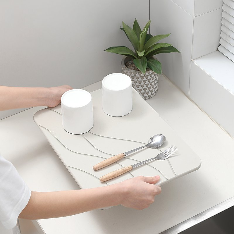 Crave Design Bowl Dish Cup Knife Fork Tableware Luxury Quickly Absorption Water Fast Drying Diatomite Stone Mat Home Mat