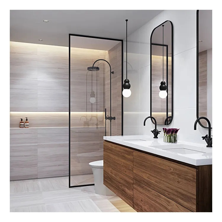 Wholesale Custom Size Interior Aluminum Alloy Glass Casement Swing Bathroom Door