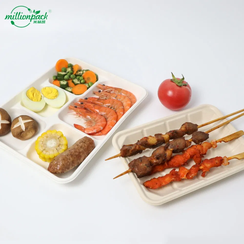 Biodegradable 3-Compartment Bagasse Tray for School Lunches with Cut-Resistant Base
