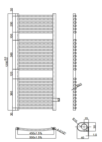 Water Heating Chrome Towel Rack Radiator