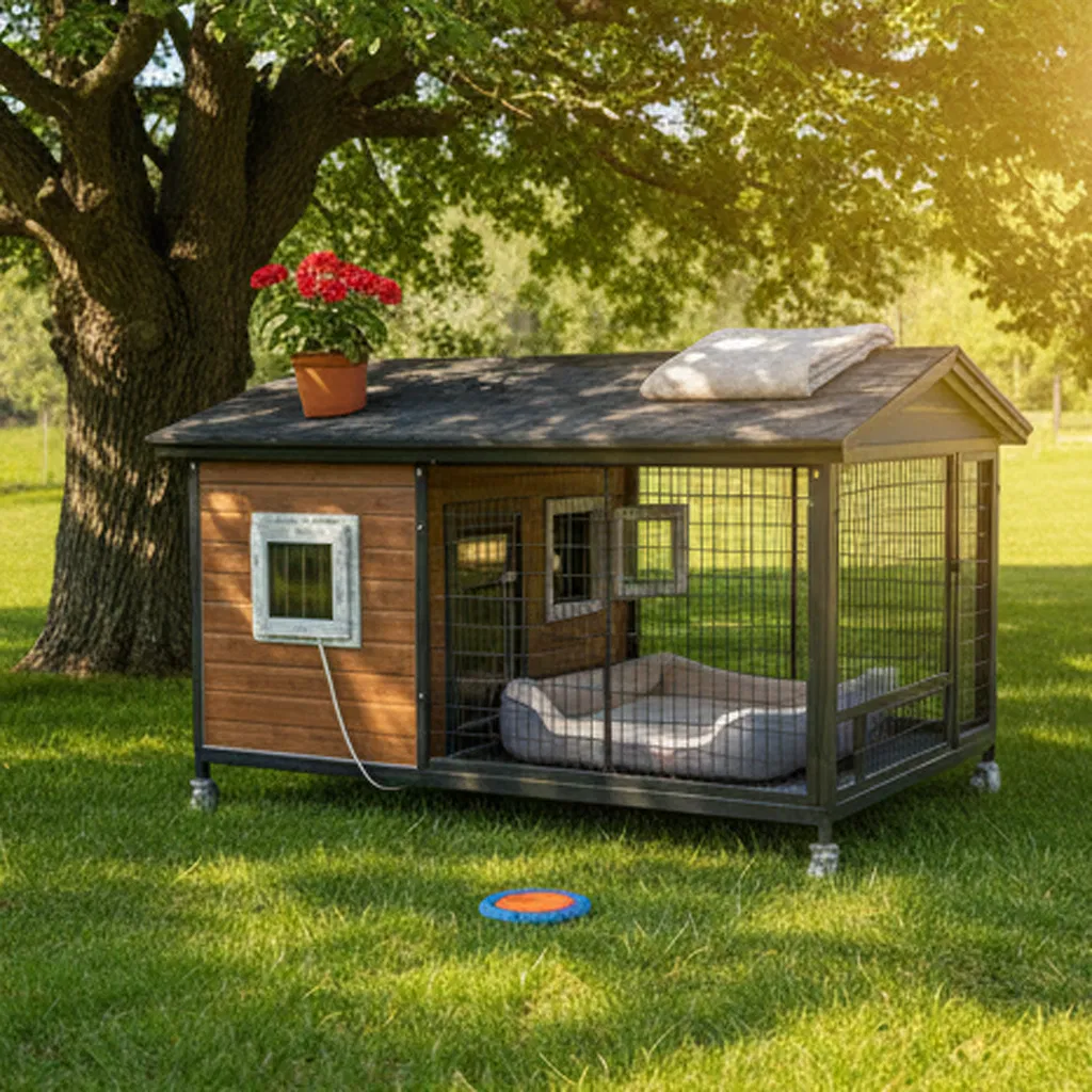Outdoor Wooden Dog Cage Large Dog House Rain and Sun Protection