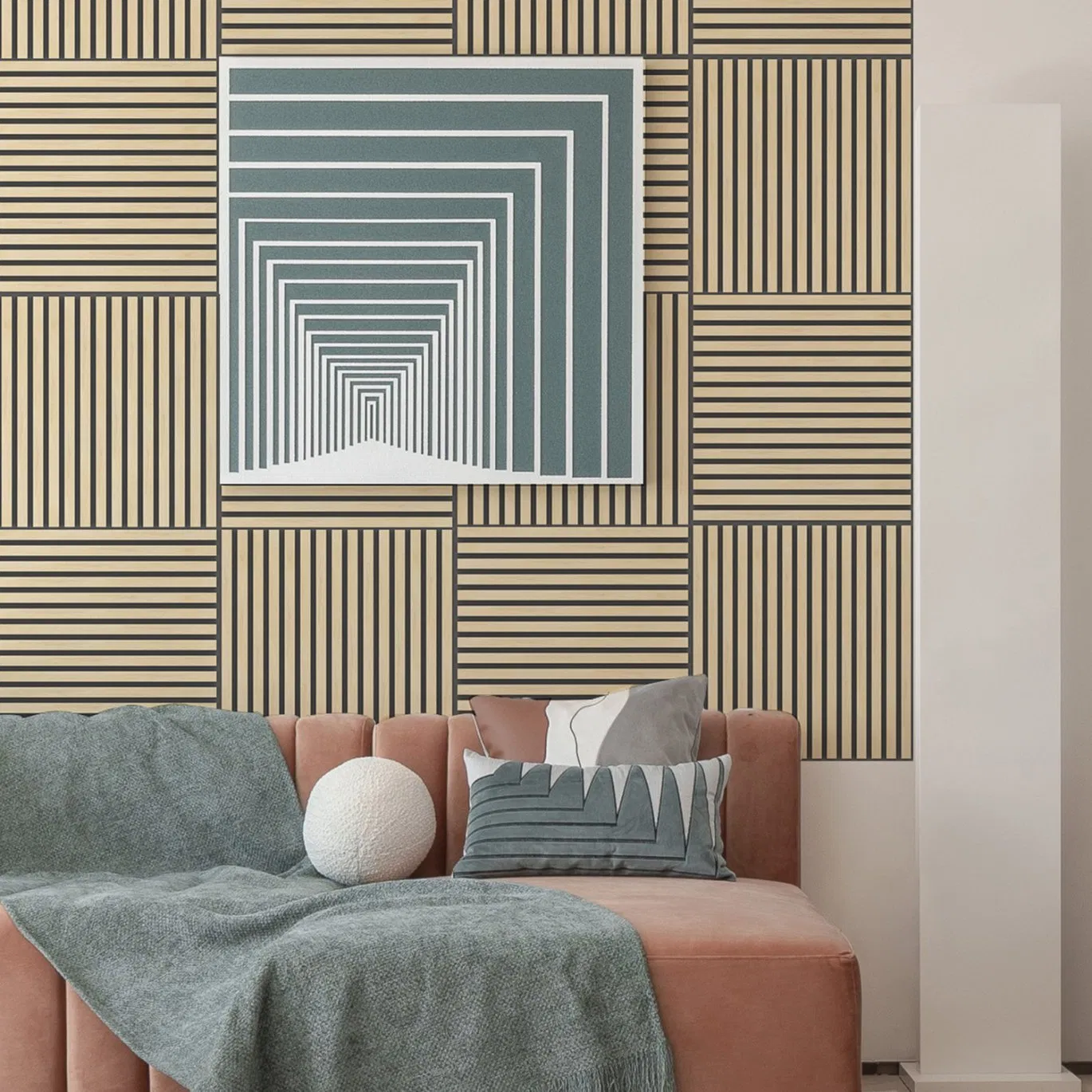 Th-Star Sound Absorbing MDF Board Wood Veneer Acoustic Slat Panels