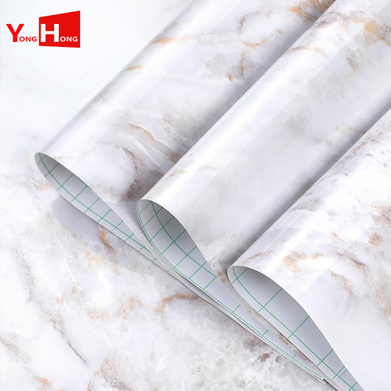 Gold White Contact Paper Self Adhesive Vinyl Peel and Stick Marble Wallpaper Revestimiento De Paredes