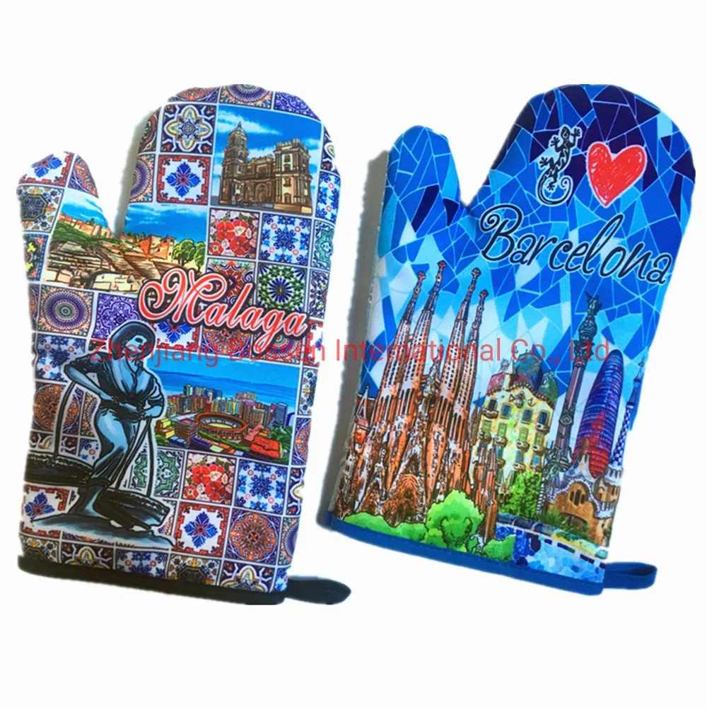 Customized Print Cheap Polyester Cotton Oven Mitten Oven Glove Mitts