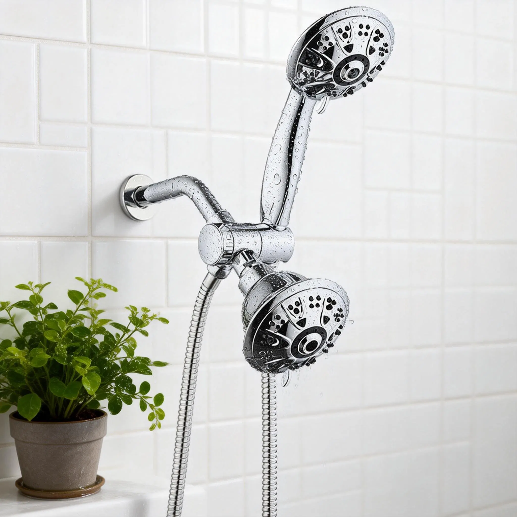 Complete High-Pressure Shower Combo with Dual Spray Functions, Rainfall Overhead Shower