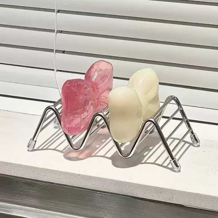 Simple Stainless Steel W-Shaped Storage Rack for Bathroom Drain Storage