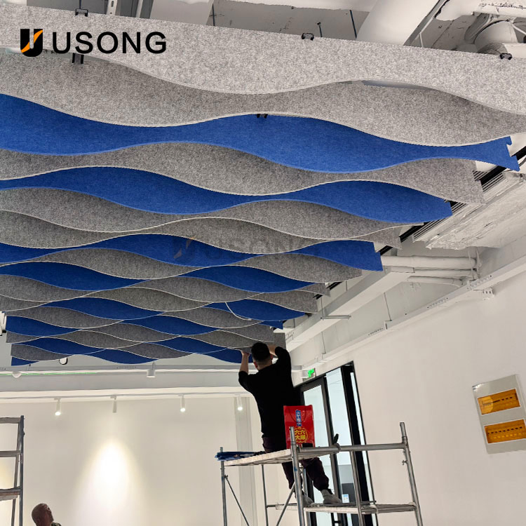 Stylish Wavy Pet Acoustic Ceiling Design - 1200X300mm Fiber Acoustic Panels
