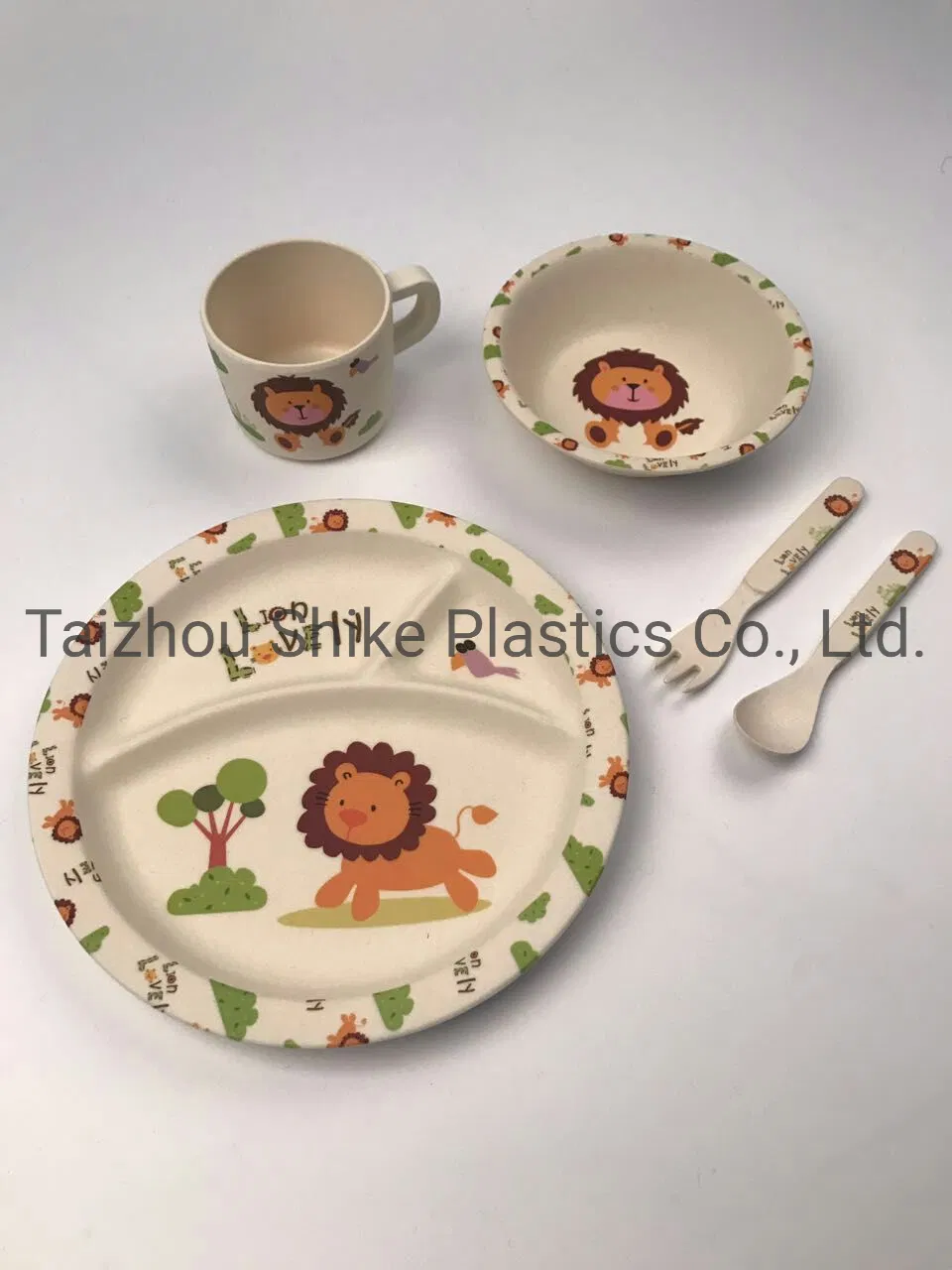 Wholesale BPA Free Food Grade Eco-Friendly Bamboo Fiber Kids Plate Bowl Cup Dinnerware Set
