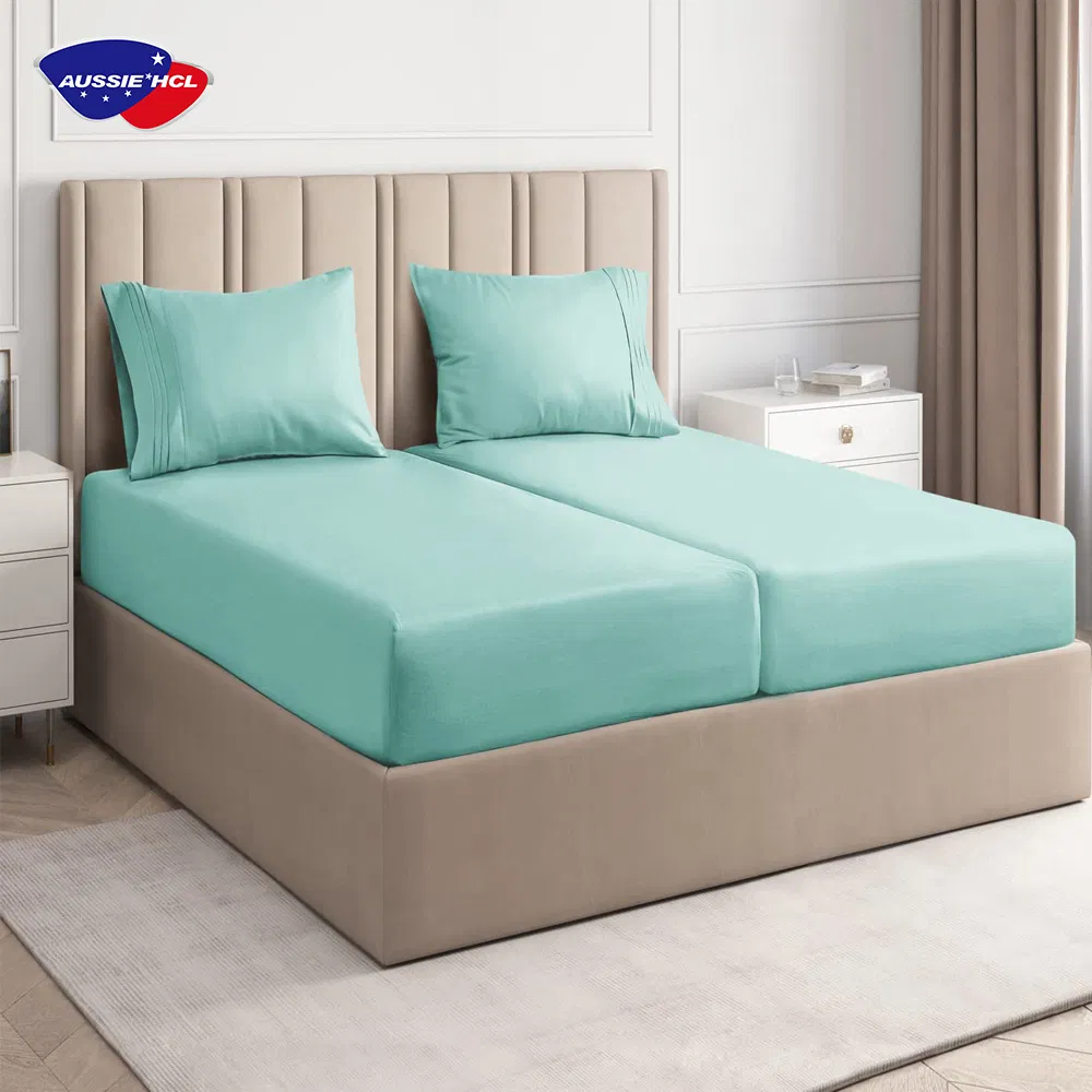 Factory Wholesale Split Bed Sheet Set 5 Piece Deep Pocket King Fitted Sheet Set Quality Flat Bedding Sheet