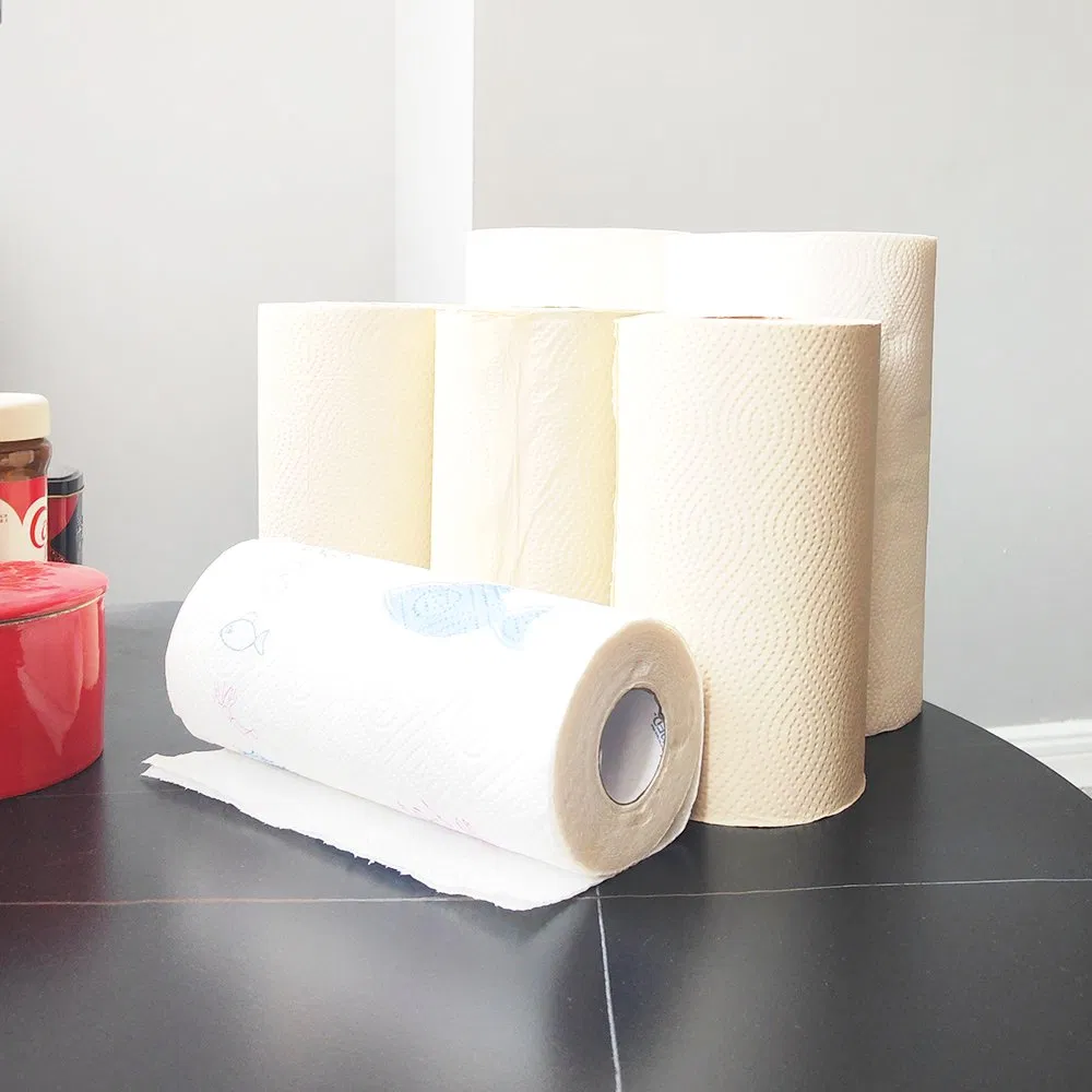 Customized Design Bamboo White or Unbleached Kitchen Towel Roll