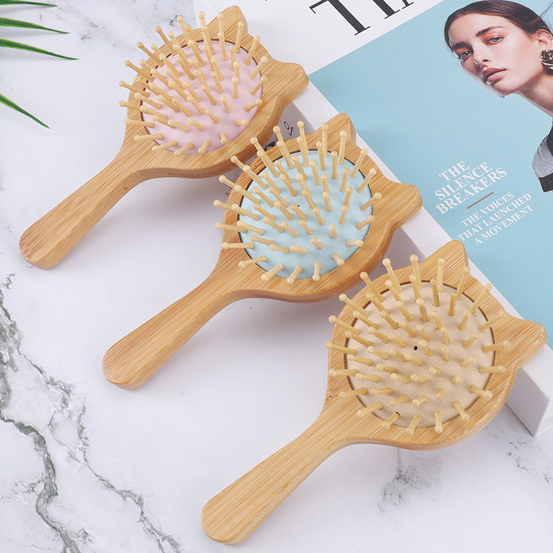 Cartoon Cute Cat Airbag Massage Wooden Makeup Comb for Girls