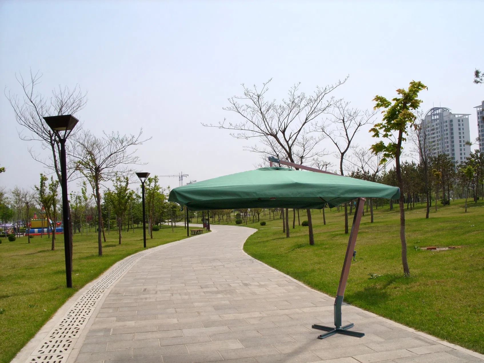 Hot Sale Wooden Hanging Umbrella Parasol Squre Style 300X300cm Garden Patio