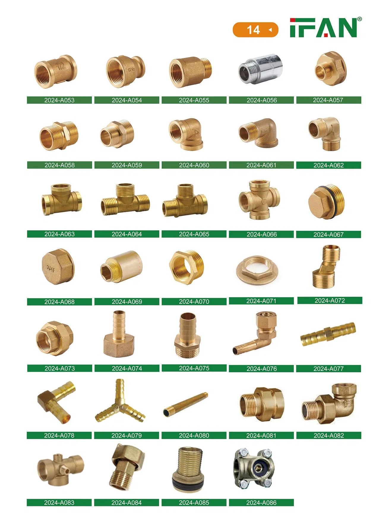 Ifan Factory OEM 3/8"-2" Brass Pipe Fitting Plumbing Materials All Size Direct