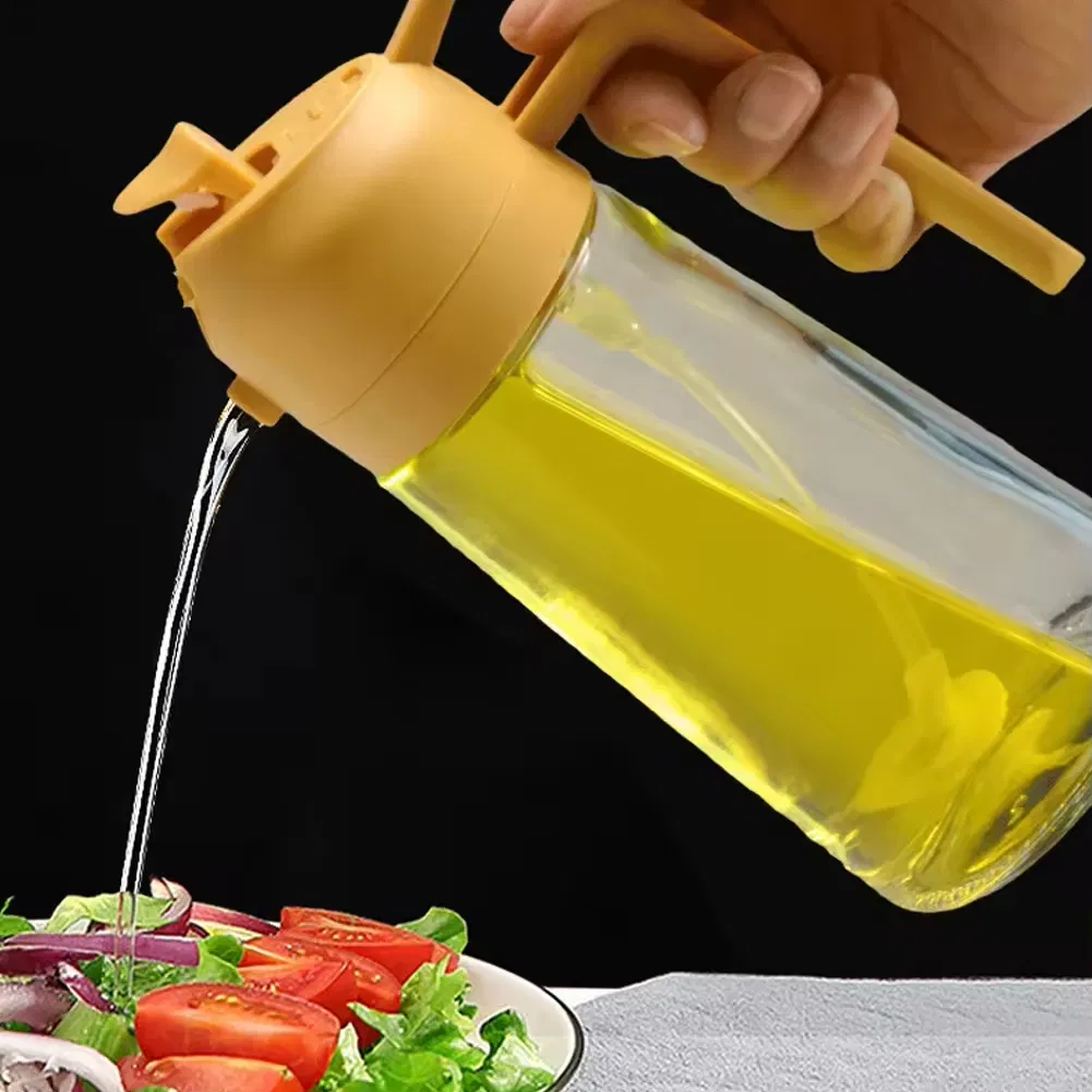 Fast Shipping 470ml Olive Oil Sprayer Glass Bottle 2 in 1 Kitchen Cooking Oil Spray & Dispenser Set with Color Box Spray Bottle for Olive Oil