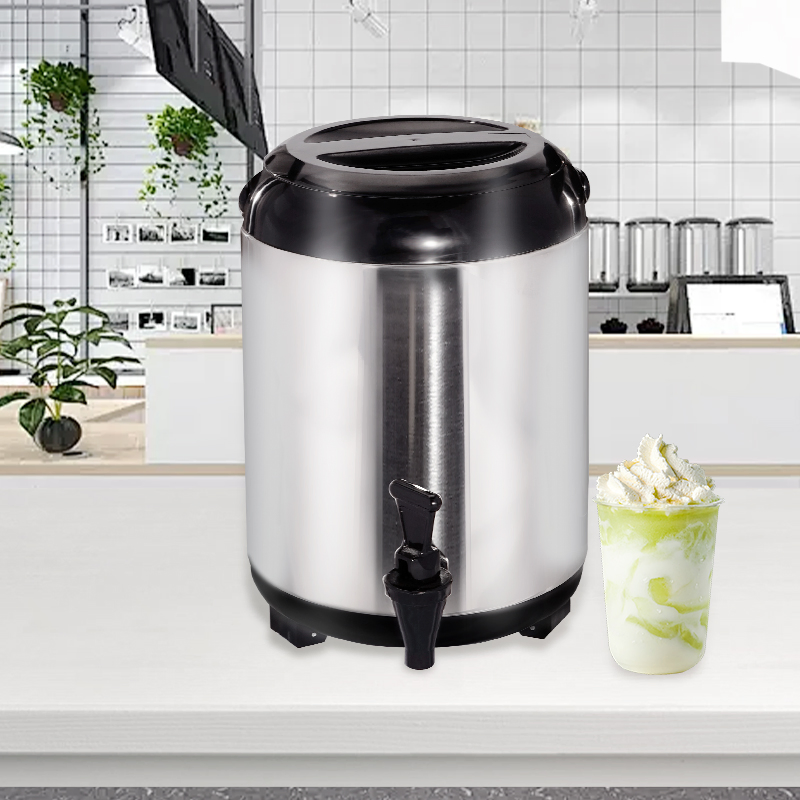 Daosheng Fast Shipping Black Design 8 10 12L Stainless Steel 304 Milk Tea Insulation Bucket Coffee Bubble Tea Ice Bucket Barrel