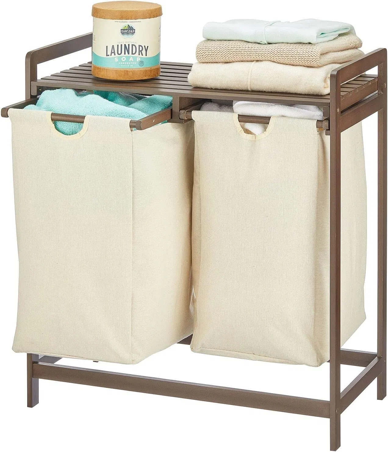 Bamboo Household Bedroom Bathroom Double Drawer Laundry Basket