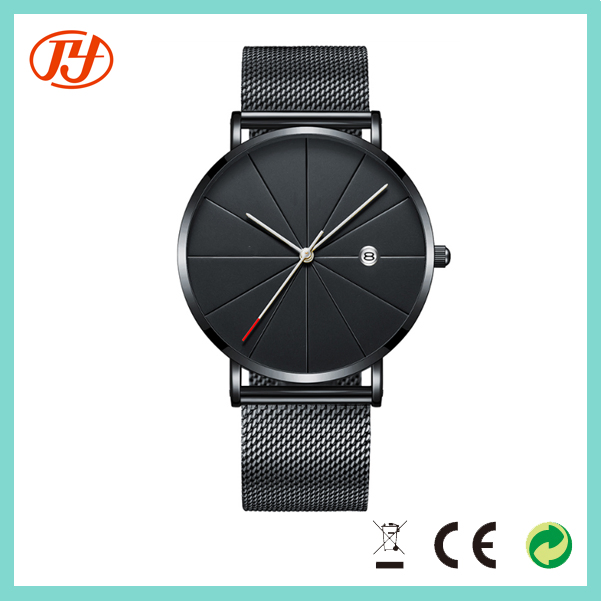 Simple Design Genuine Leather Stainless Steel Mesh Strap Watch