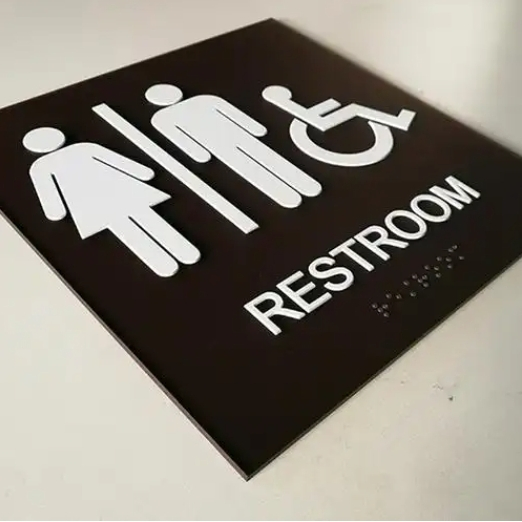 Custom Design Wall-Mounted Braille Guide Sign for Bathroom
