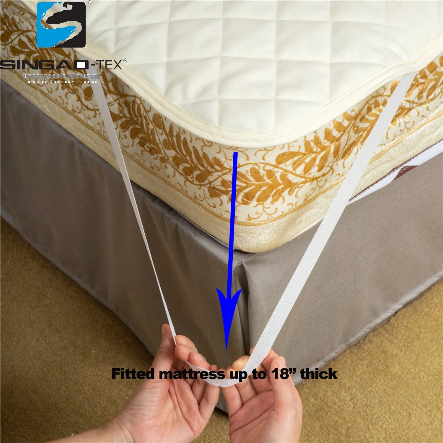 Quilted Hypoallergenic 100% Waterproof Terry Elastic Cotton Velvet Soft Comfortable Fitted Cover Bed Bug Proof
