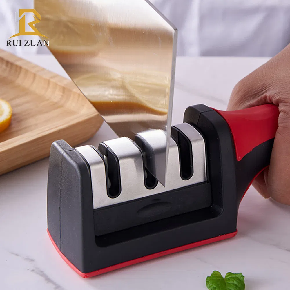 3 Stages Type Sharpening Tool Knife Sharpener Handheld Multi-Function with Non-Slip Base Kitchen Knives Knife Sharpener