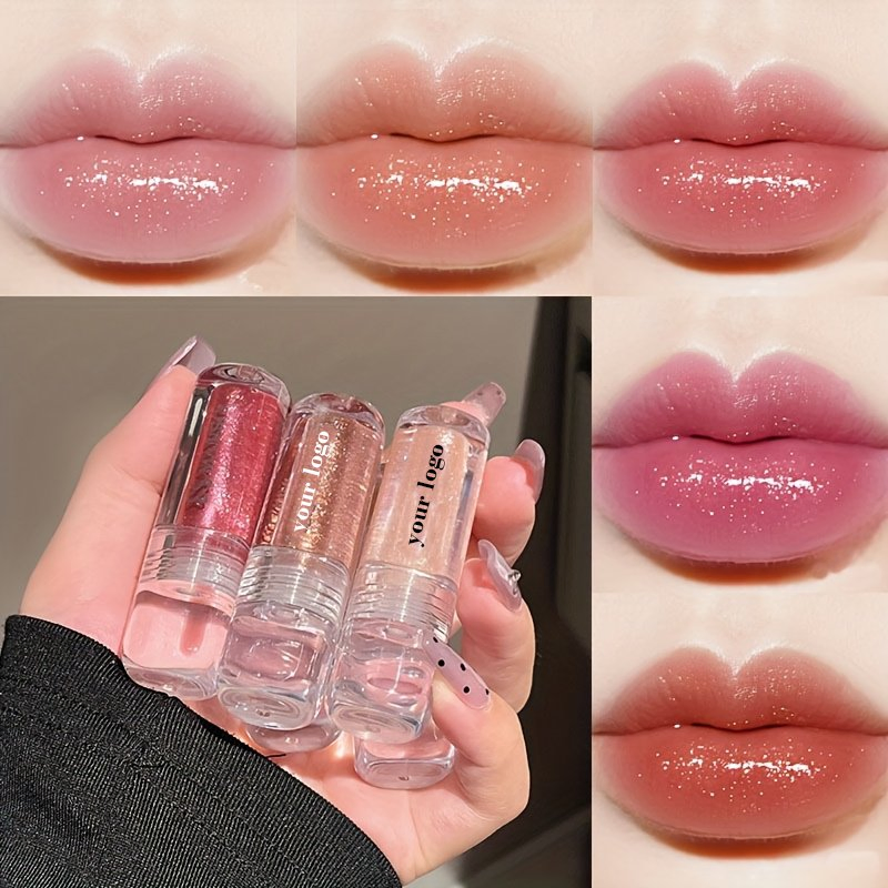 Wholesale Customization Transparent Tube Translucent Clear Texture Starfall Glitter Lip Gloss Gorgeous Lip Gloss