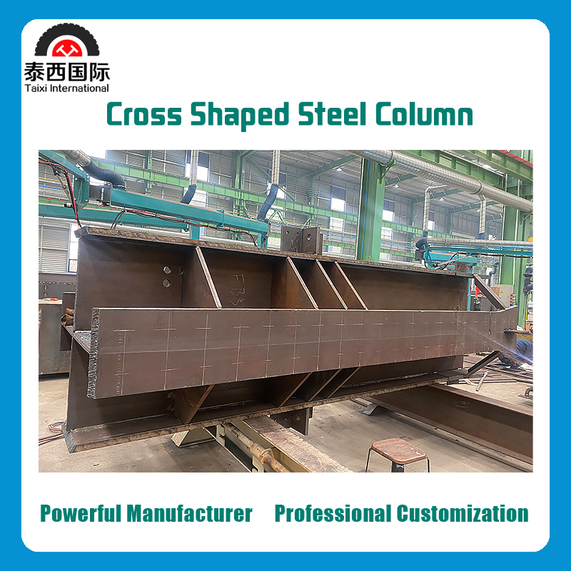 Customized Processing Cross Shaped Steel Columns Concrete Pouring of Steel Lattice Columns