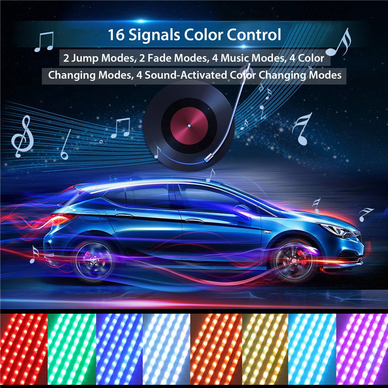 Светодиодная лента RGB для авто с пультом и приложением