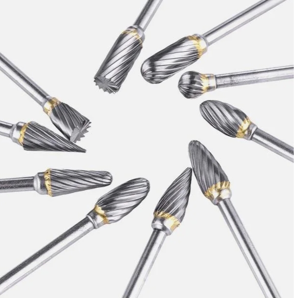1/4'' Dia of Shank and 1/2'' Dia Tree Shape Tungsten Carbide Burr Rotary File Grinder Drill Bits Hard Alloy Cutting Burrs