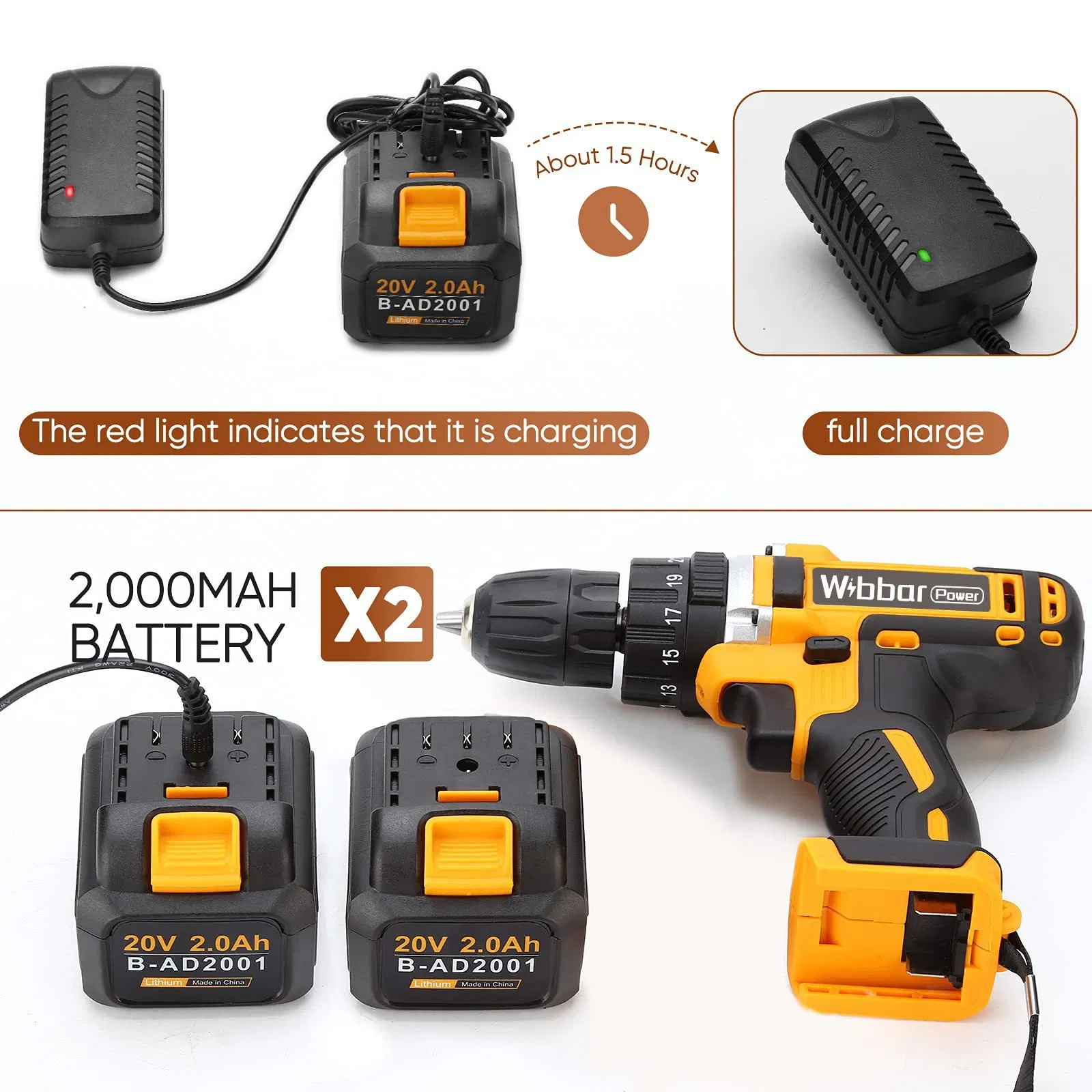 Аккумуляторная дрель-шуруповерт с ударным механизмом, 2 скорости