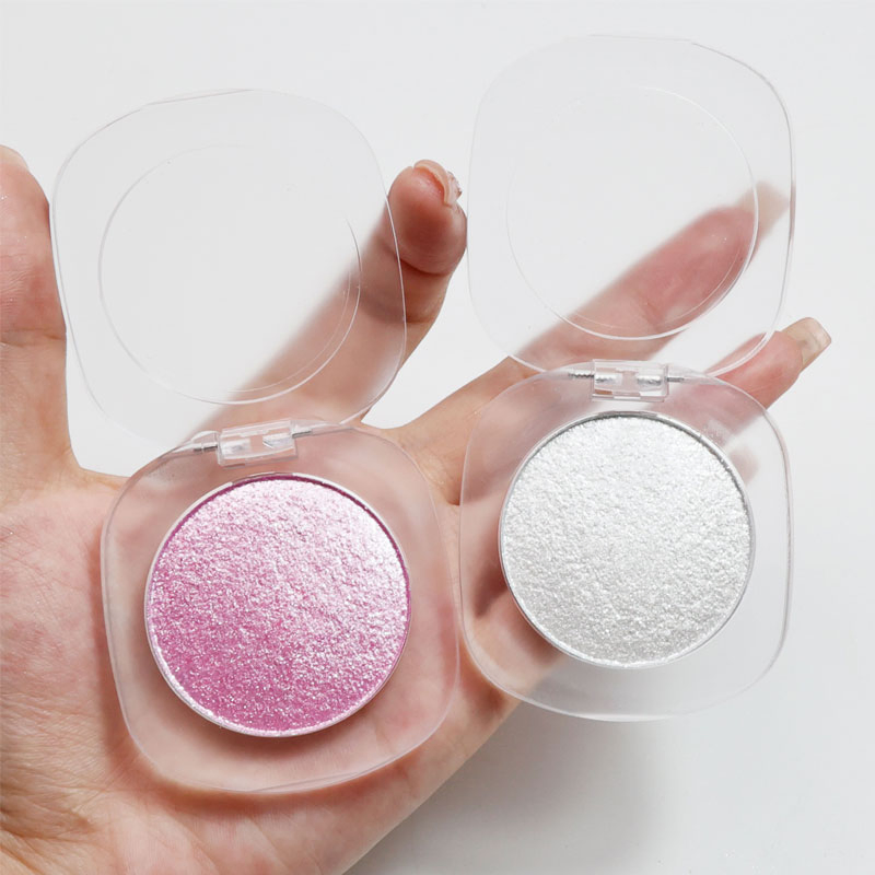 Pink Highlighter Customized Vegan Shimmer Pressed Powder Clear Highlighter Palette