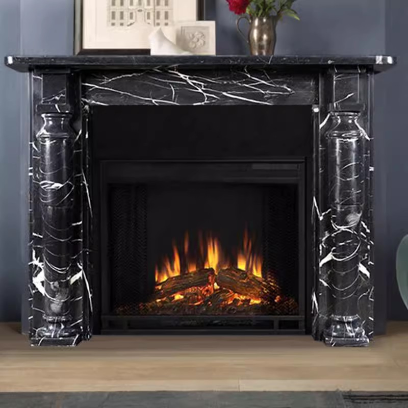 Absolute Black Marble Stone Fireplace Frame for Home Decoration