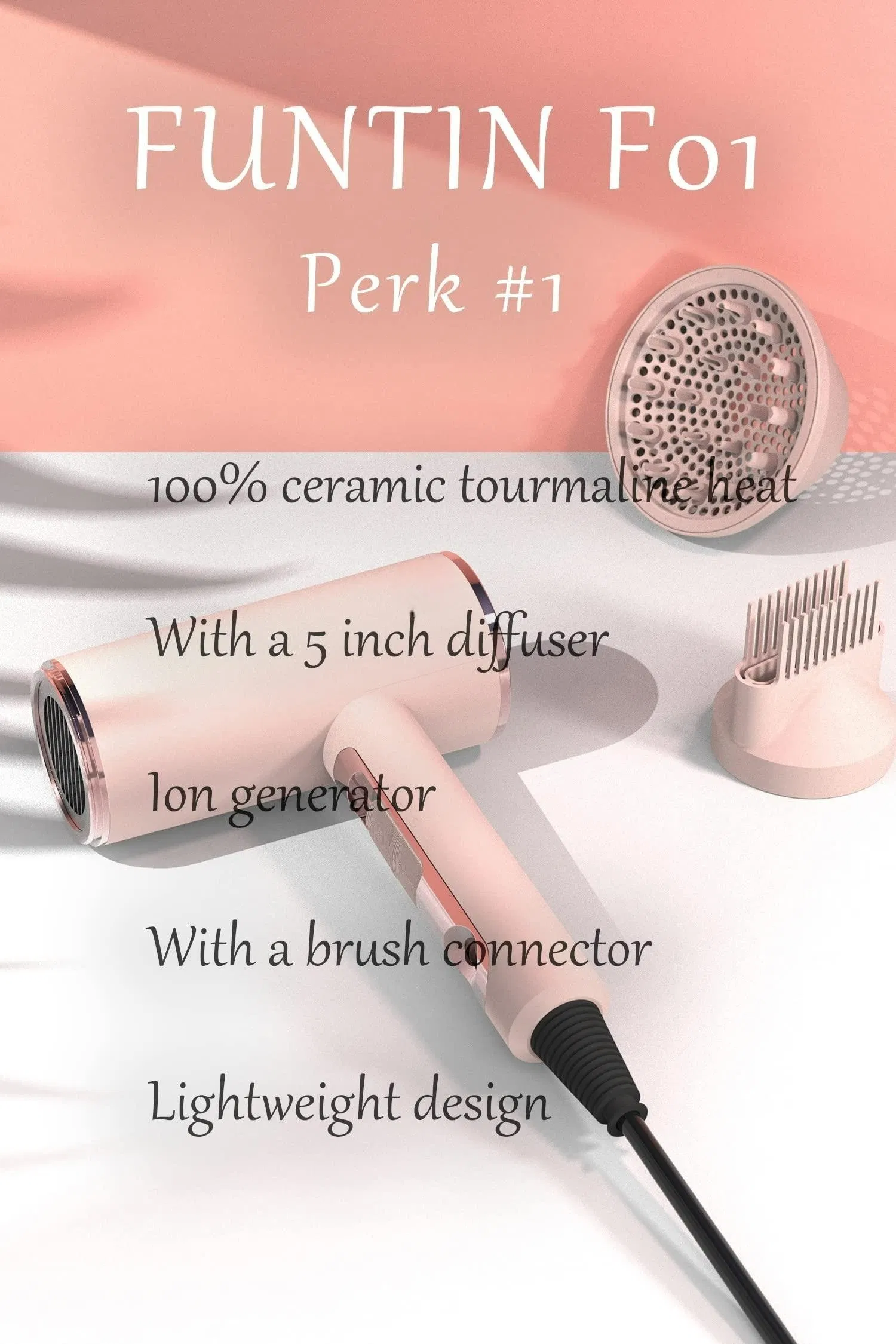 New-Style Fashionable 2023 Updated Diffuser 1800W Women Curly Ionic Hair Dryer