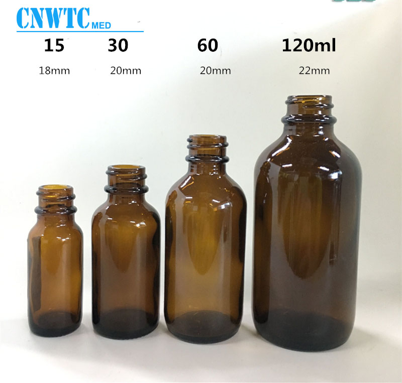 Boston Round Amber Glass Bottle Clear 250ml 500ml 1000ml