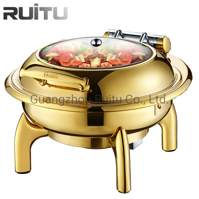 Buffet Utensils Chafer Dish PAS Cher Buffet Ethanol Gel Fuel Heat Electric Food Warmer Set Luxury Chaffing Dish Golden Plated Stainless Steel Gold Chafing Dish