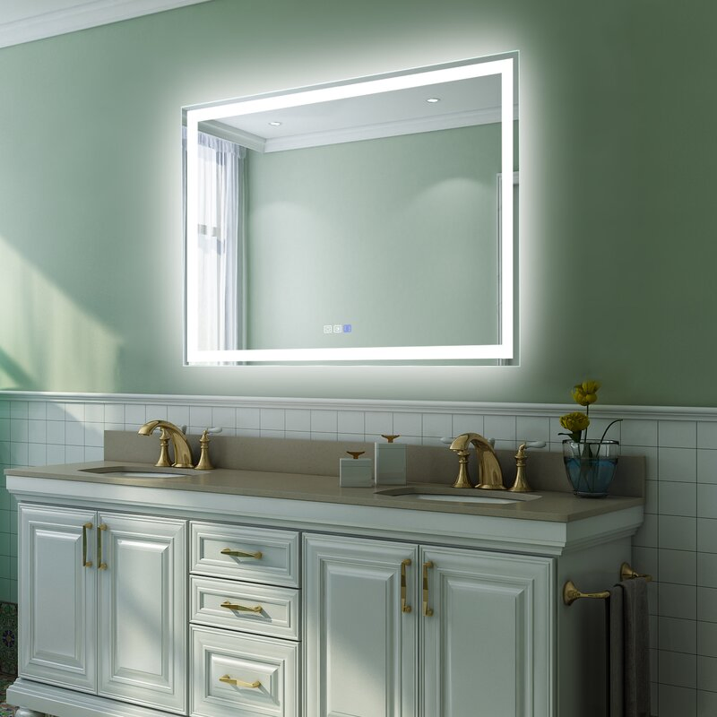 Home Decor Bathroom Vanity Wall Mounted Frameless Makeup Mirror with Touch Swich