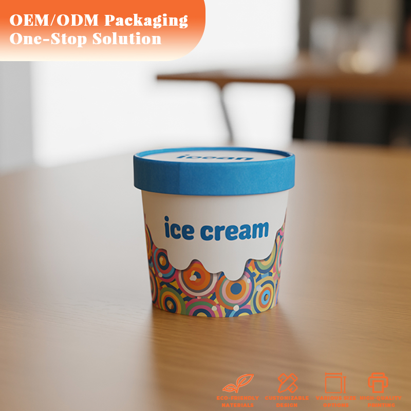Customizable Paper Ice Cream Cups with Unique Pattern for Artistic Ice Cream Cup