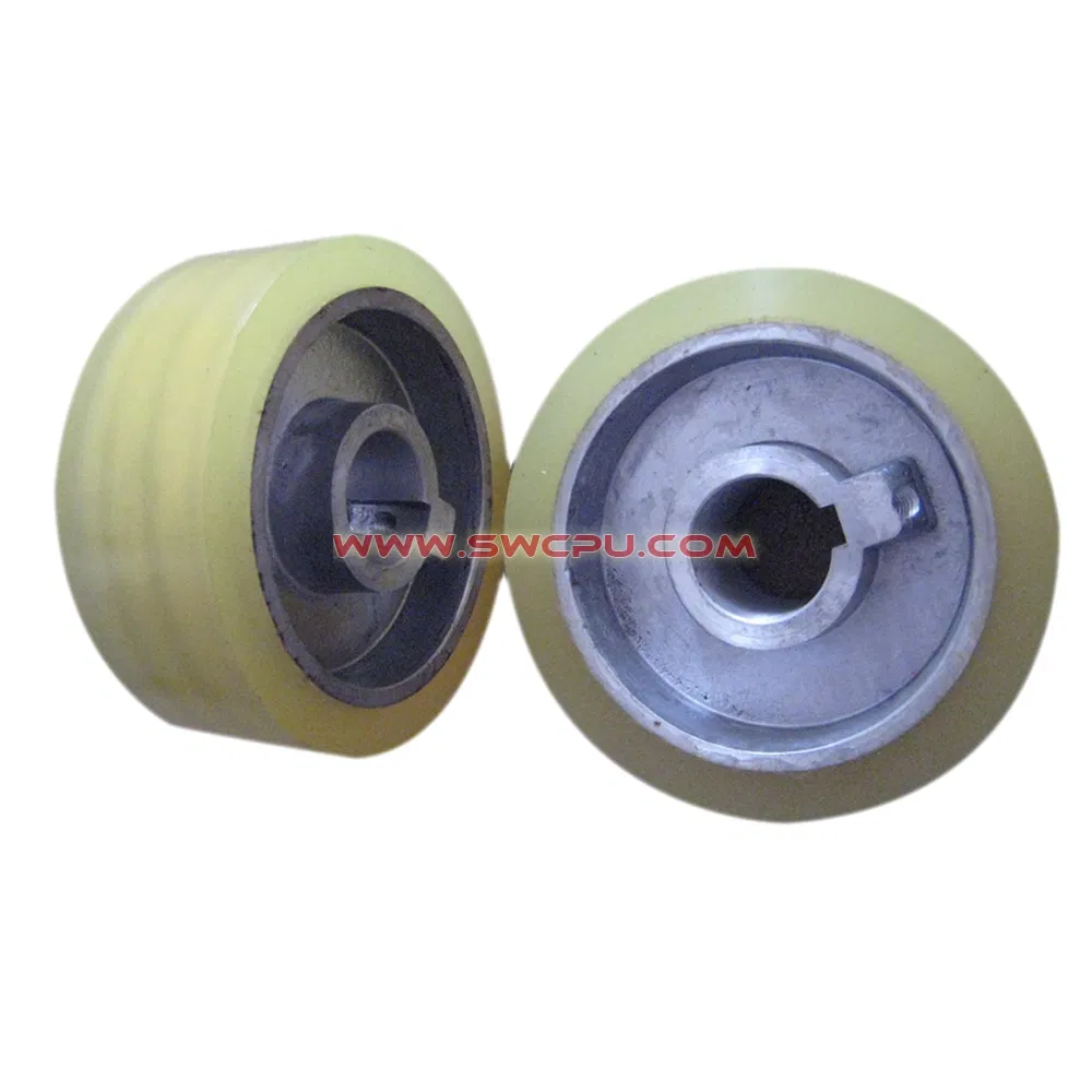 Customized Injection Molding Rubber Roller Pulley with Aluminum Core