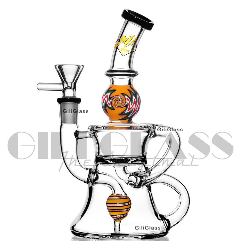 Gili-359 Giliglass 8 Inches Insert Perc Recycler Oil DAB Rig Smoking Glass Water Pipe Wholesale