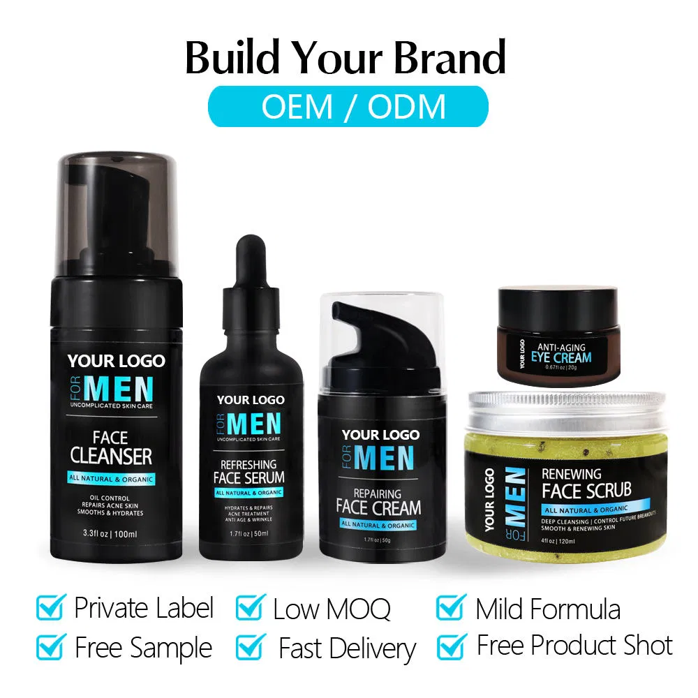 Man Skin Care Set Organic OEM Facial Cleanser Moisturizer Eye Cream Scrub